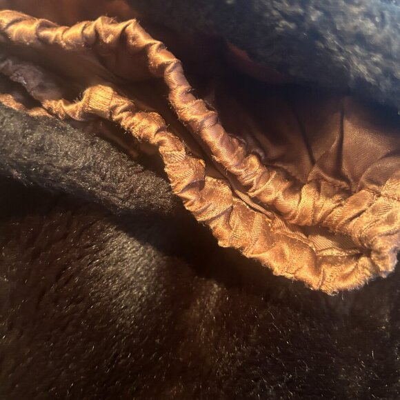 Vintage 50s Brown Faux Fur Coat Hollywood Retro Glam Mob Wife Retro Chic‎ Sz L - Picture 11 of 11